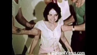 Amateur threesome in a classic 1970s porn video